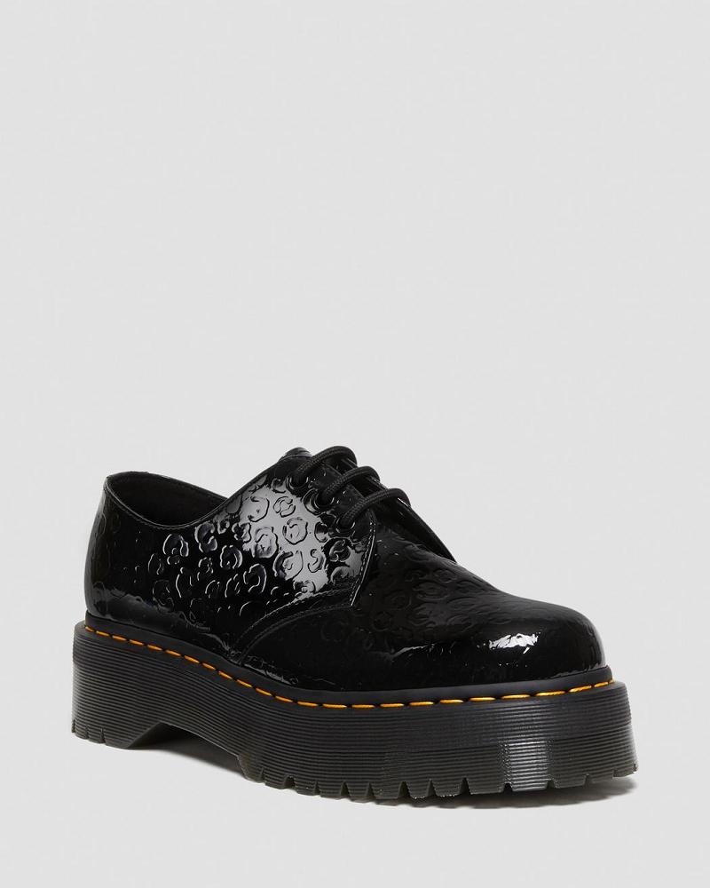 Zapatos Plataforma Dr Martens 1461 Leopard Emboss Charol Cuero Hombre Negros | MX 197BEX